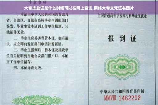 大专毕业证是什么时候可以在网上查询,网络大专文凭证书图片