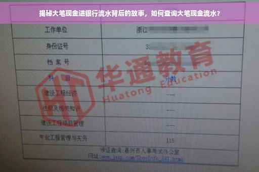 揭秘大笔现金进银行流水背后的故事，如何查询大笔现金流水？