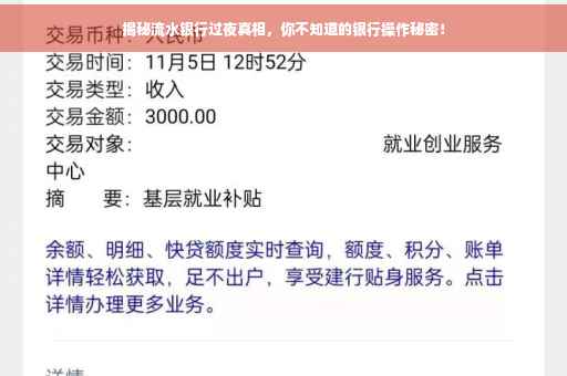 揭秘流水银行过夜真相，你不知道的银行操作秘密！
