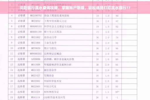 沈阳银行流水查询攻略，掌握账户明细，轻松选择打印流水银行??