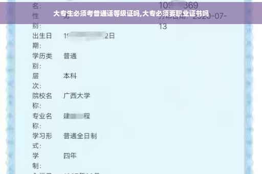 大专生必须考普通话等级证吗,大专必须要职业证书吗