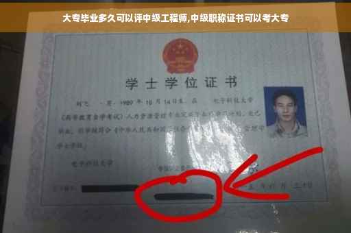 大专毕业多久可以评中级工程师,中级职称证书可以考大专