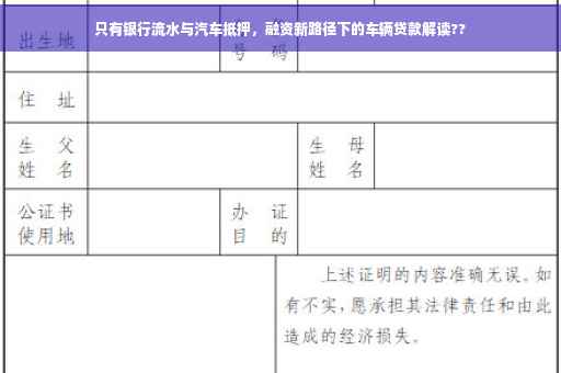 只有银行流水与汽车抵押，融资新路径下的车辆贷款解读??
