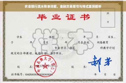 农业银行流水账单详解，金融交易细节与格式差异解析