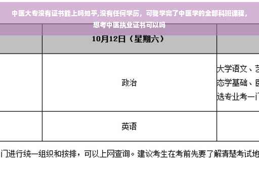 中医大专没有证书能上吗知乎,没有任何学历，可我学完了中医学的全部科班课程，想考中医执业证书可以吗