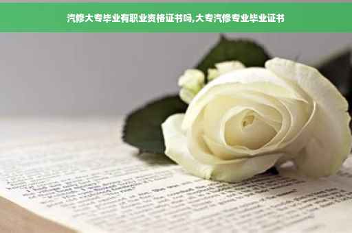 汽修大专毕业有职业资格证书吗,大专汽修专业毕业证书