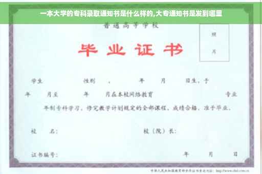一本大学的专科录取通知书是什么样的,大专通知书是发到哪里