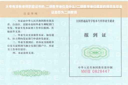 大专有没有老师职称证书的,二级教学单位是什么?二级教学单位颁发的师范生毕业证是否为二级教师