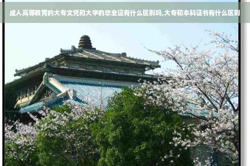 成人高等教育的大专文凭和大学的毕业证有什么区别吗,大专和本科证书有什么区别