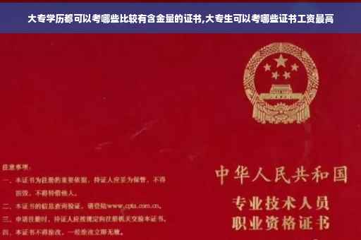 大专学历都可以考哪些比较有含金量的证书,大专生可以考哪些证书工资最高