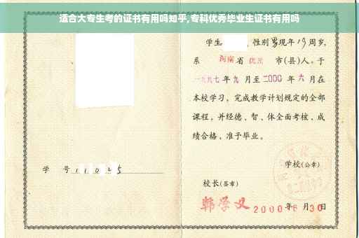 适合大专生考的证书有用吗知乎,专科优秀毕业生证书有用吗