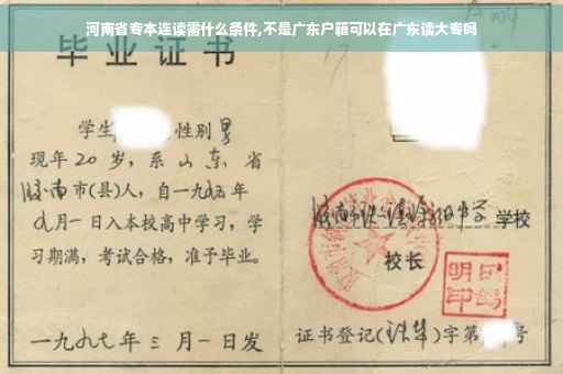 河南省专本连读需什么条件,不是广东户籍可以在广东读大专吗