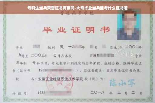 专科生当兵荣誉证书有用吗-大专毕业当兵能考什么证书呢