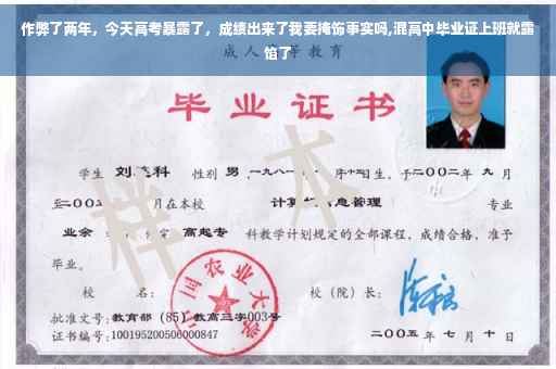 作弊了两年，今天高考暴露了，成绩出来了我要掩饰事实吗,混高中毕业证上班就露馅了