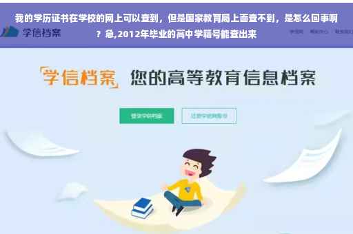 我的学历证书在学校的网上可以查到，但是国家教育局上面查不到，是怎么回事啊？急,2012年毕业的高中学籍号能查出来