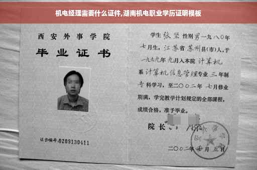 机电经理需要什么证件,湖南机电职业学历证明模板
