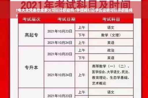 ?电大文凭要毕业多久可以评职称吗?学信网打印学历证明可以评职称吗
?