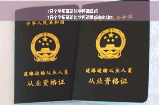 ?开个学历证明能学押运员吗
?开个学历证明能学押运员吗多少钱?