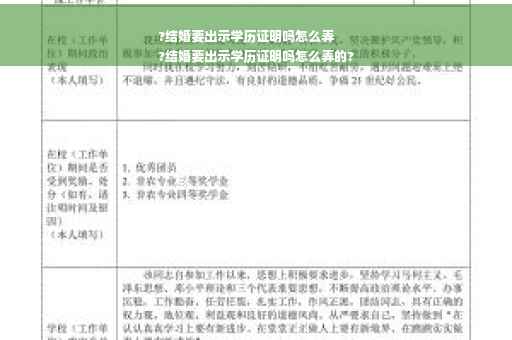 ?结婚要出示学历证明吗怎么弄
?结婚要出示学历证明吗怎么弄的?