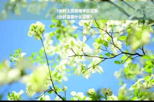 ?出村上班要啥学历证明
?出村需要什么证明?