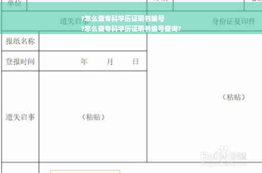 ?怎么查专科学历证明书编号
?怎么查专科学历证明书编号查询?