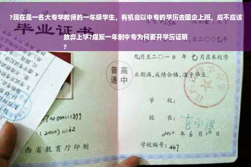 ?现在是一名大专学教师的一年级学生，有机会以中专的学历去国企上班，应不应该放弃上学?煤炭一年制中专为何要开学历证明
?