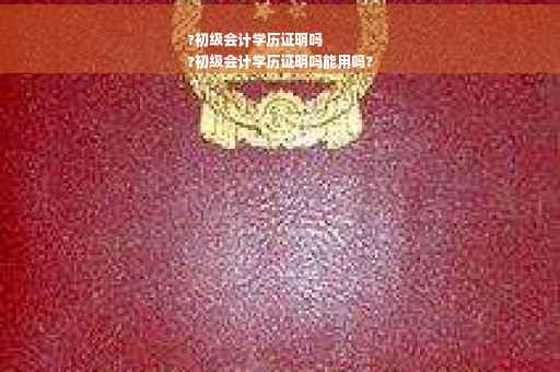 ?初级会计学历证明吗
?初级会计学历证明吗能用吗?