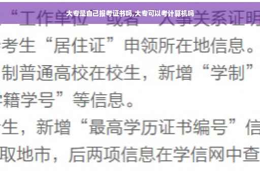大专是自己报考证书吗,大专可以考计算机吗