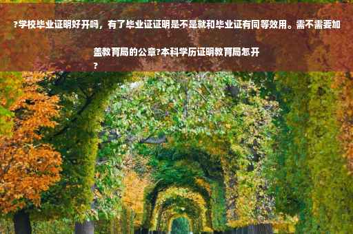 ?学校毕业证明好开吗，有了毕业证证明是不是就和毕业证有同等效用。需不需要加盖教育局的公章?本科学历证明教育局怎开
?