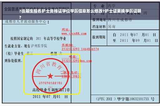 ?往届生报名护士资格证学位学历信息怎么修改?护士证更换学历证明
?
