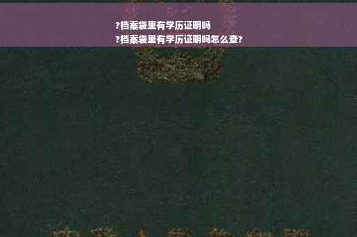 ?档案袋里有学历证明吗
?档案袋里有学历证明吗怎么查?