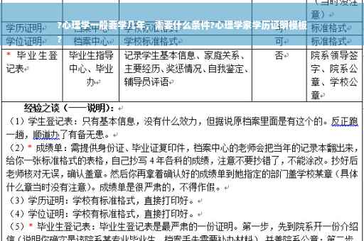 ?心理学一般要学几年，需要什么条件?心理学家学历证明模板
?