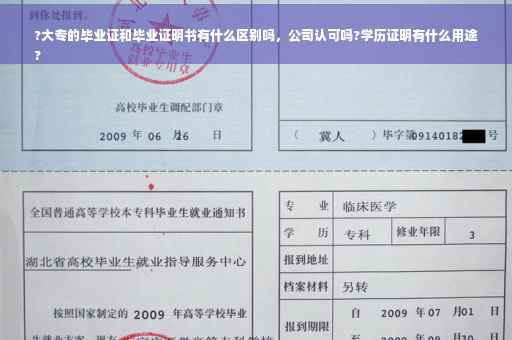 ?大专的毕业证和毕业证明书有什么区别吗，公司认可吗?学历证明有什么用途
?