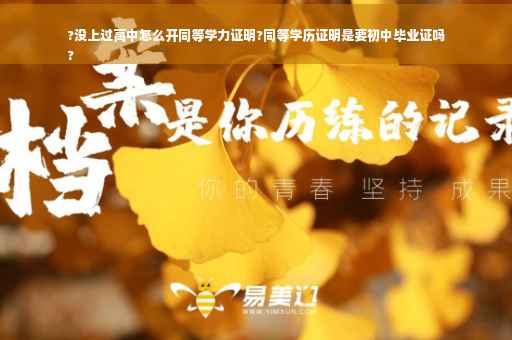 ?没上过高中怎么开同等学力证明?同等学历证明是要初中毕业证吗
?