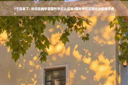 ?干货来了~如何在线申请国外学历认证书?国外学历证明代办在线可查
?