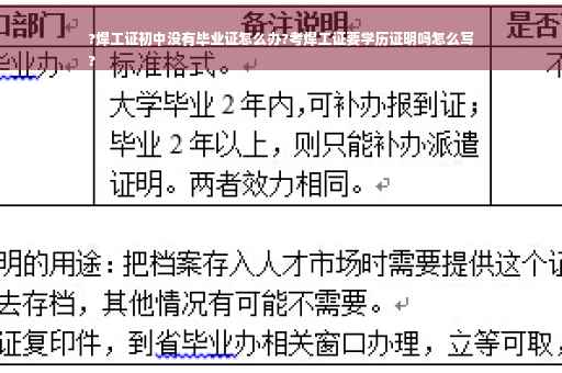 ?焊工证初中没有毕业证怎么办?考焊工证要学历证明吗怎么写
?