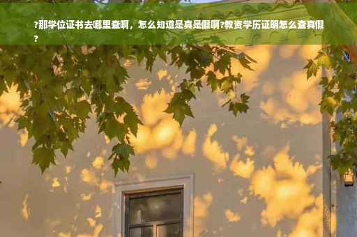 ?那学位证书去哪里查啊，怎么知道是真是假啊?教资学历证明怎么查真假
?