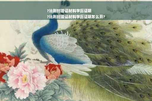 ?比利时签证材料学历证明
?比利时签证材料学历证明怎么开?