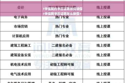 ?学信网的学历证明如何造假
?学信网学历证明怎么做假?
