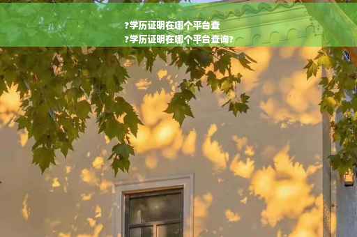 ?学历证明在哪个平台查
?学历证明在哪个平台查询?