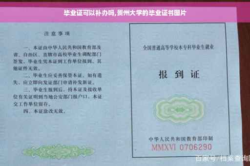 毕业证可以补办吗,贵州大学的毕业证书图片