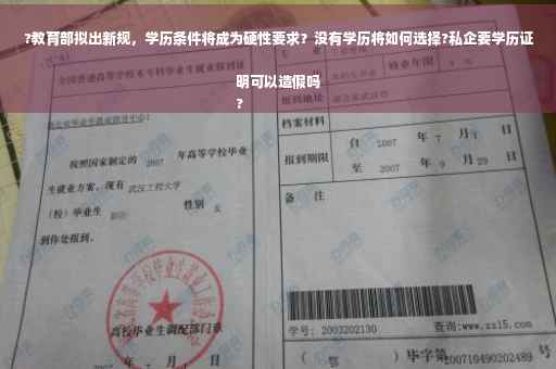 ?教育部拟出新规，学历条件将成为硬性要求？没有学历将如何选择?私企要学历证明可以造假吗
?
