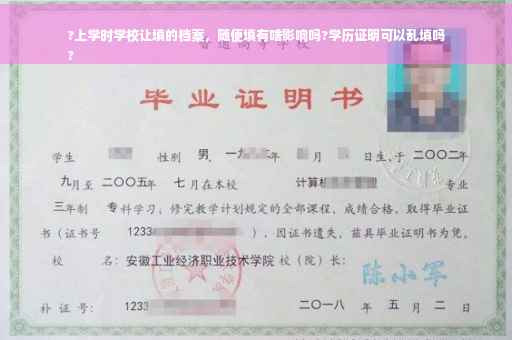 ?上学时学校让填的档案，随便填有啥影响吗?学历证明可以乱填吗
?