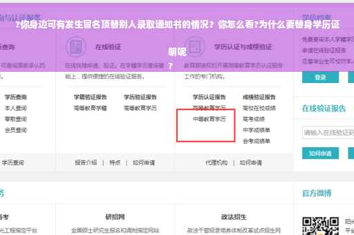 ?你身边可有发生冒名顶替别人录取通知书的情况？你怎么看?为什么要替身学历证明呢
?
