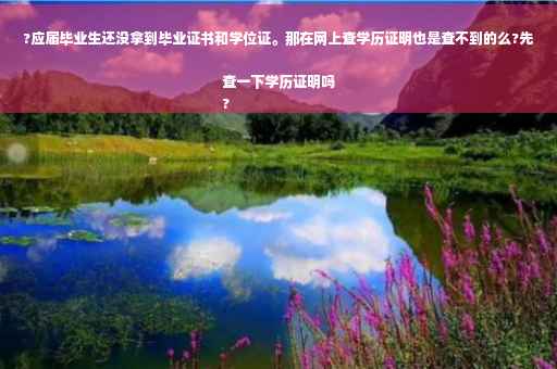 ?应届毕业生还没拿到毕业证书和学位证。那在网上查学历证明也是查不到的么?先查一下学历证明吗
?