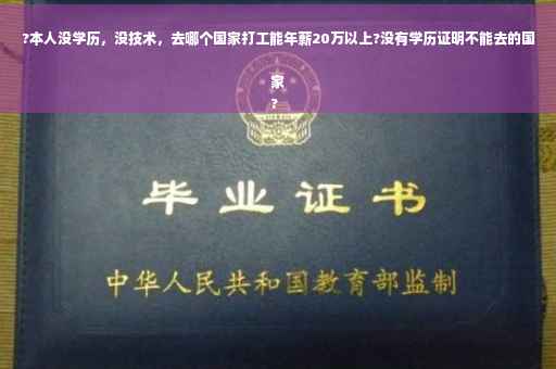 ?本人没学历，没技术，去哪个国家打工能年薪20万以上?没有学历证明不能去的国家
?