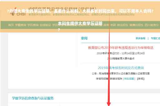 ?办理大专生的学历证明，需要什么材料，大概多长时间出来，可以不用本人去吗?本科生提供大专学历证明
?