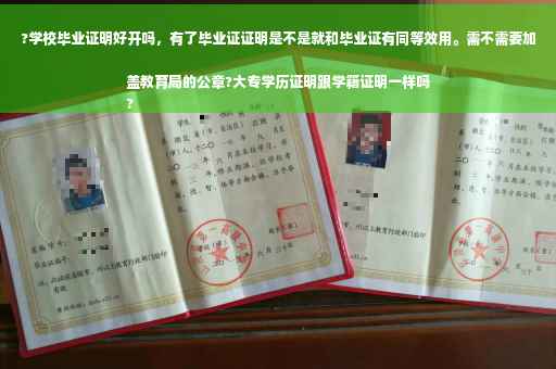 ?学校毕业证明好开吗，有了毕业证证明是不是就和毕业证有同等效用。需不需要加盖教育局的公章?大专学历证明跟学籍证明一样吗
?
