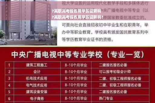 ?高职高考报名用学历证明吗
?高职高考报名用学历证明吗?