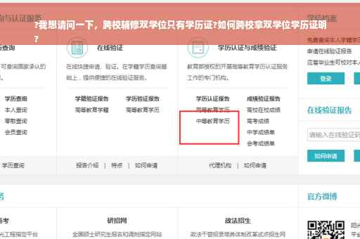?我想请问一下，跨校辅修双学位只有学历证?如何跨校拿双学位学历证明
?